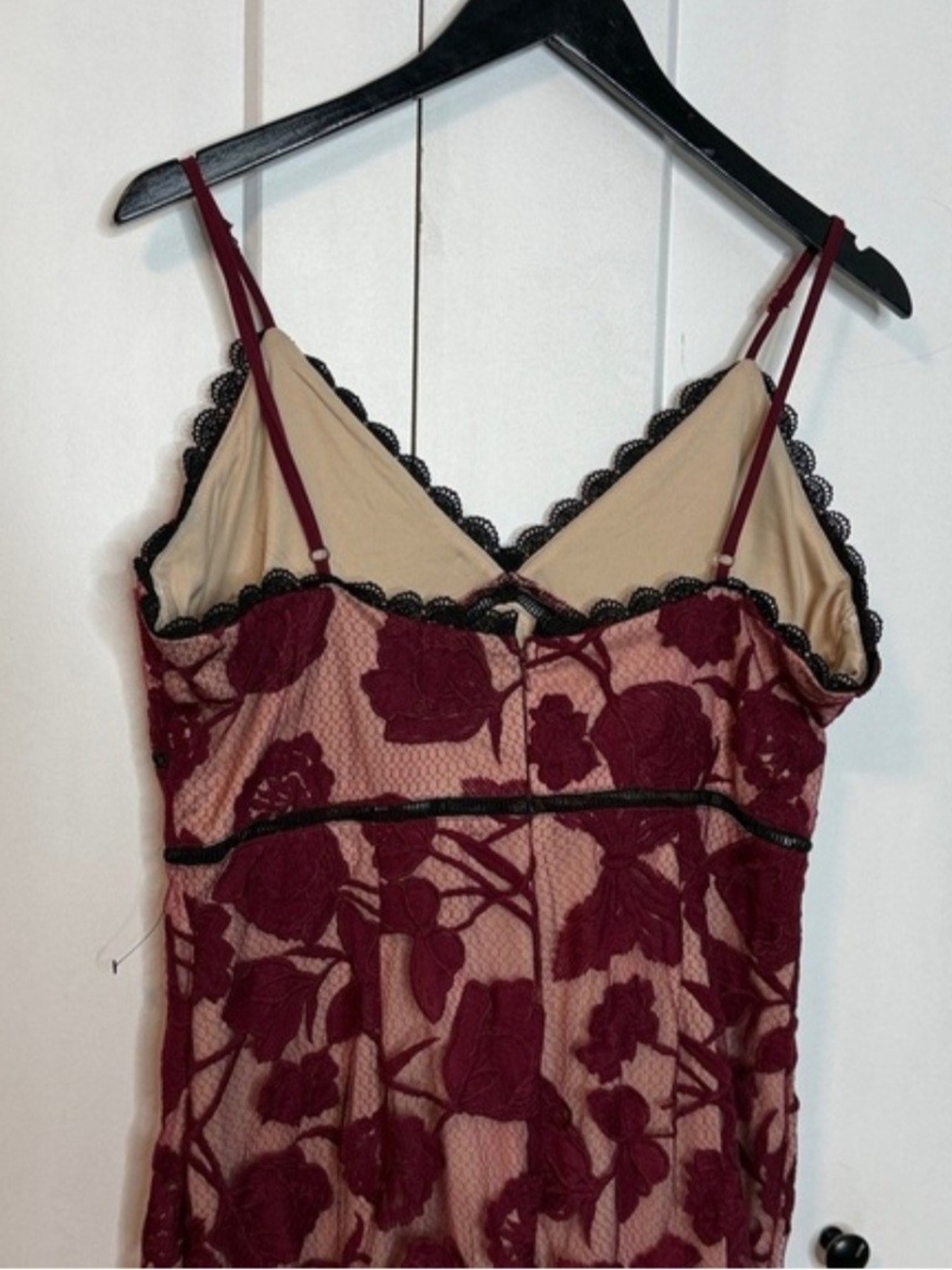 Lulu's Burgundy Floral Lace Midi Dress